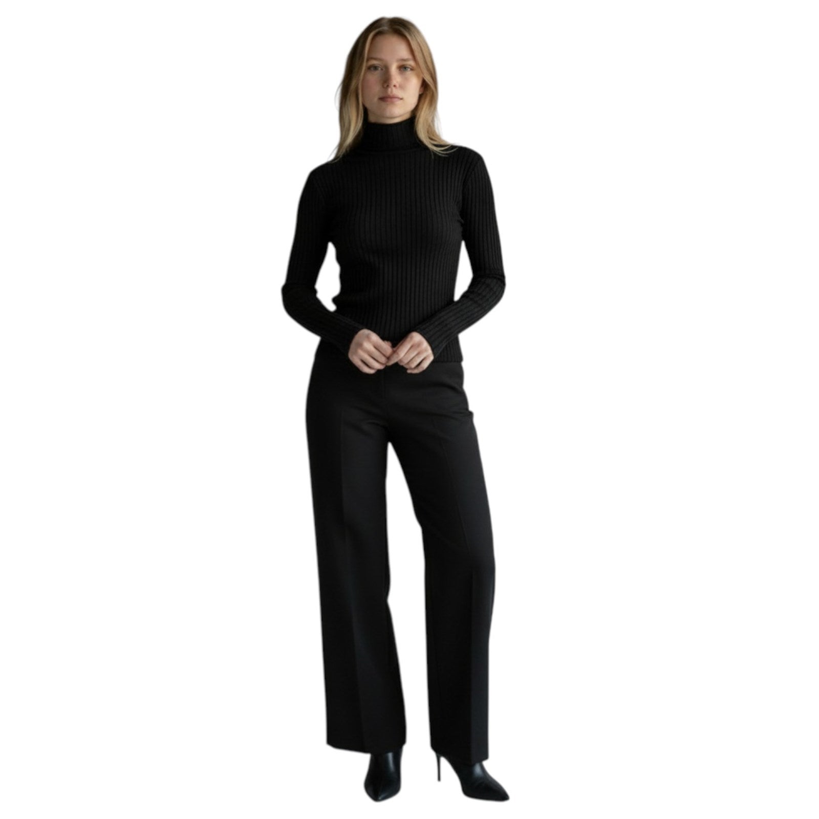 Ambar Women Mock Neck Long Sleeve Cotton Rib Top