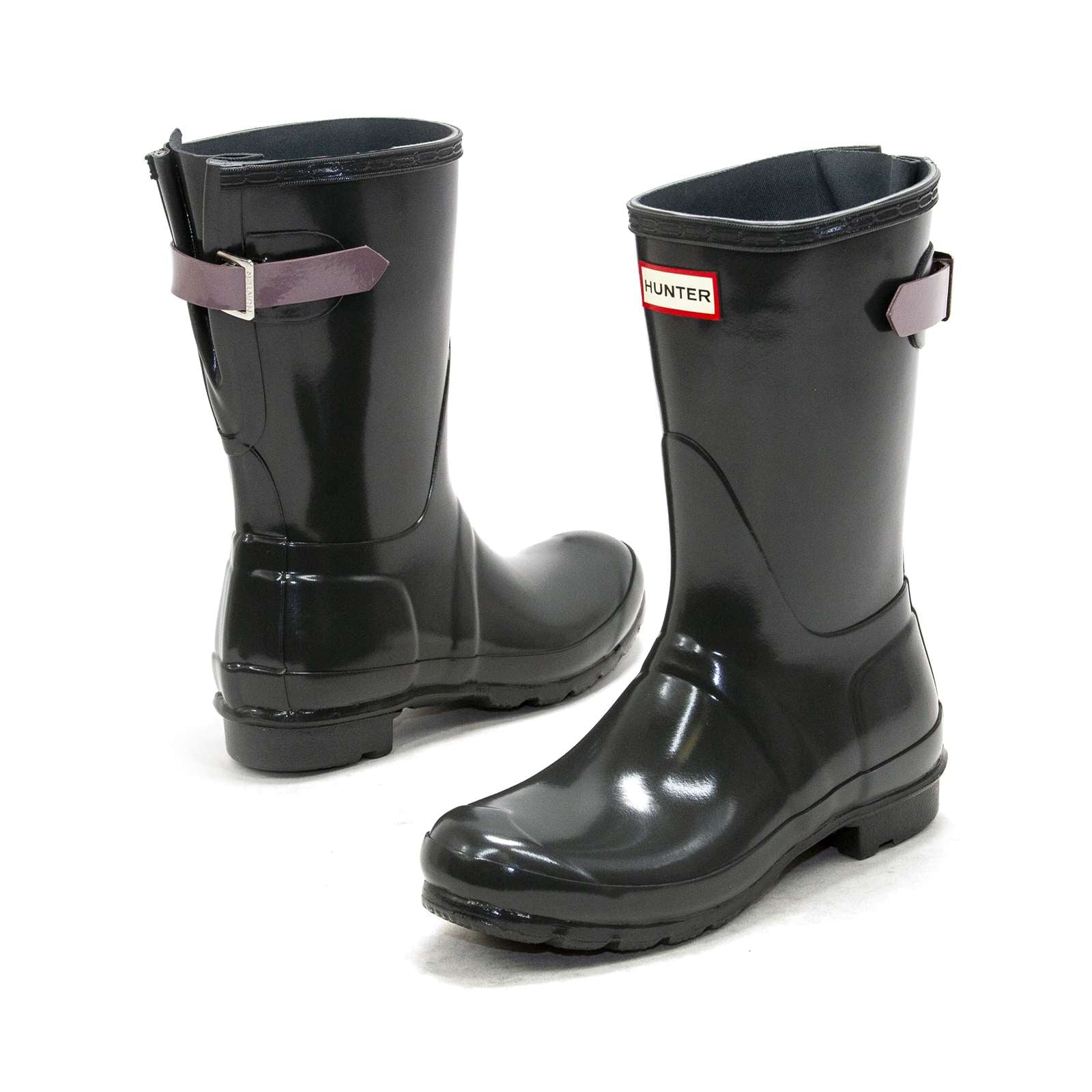 Hunter boots black gloss deals