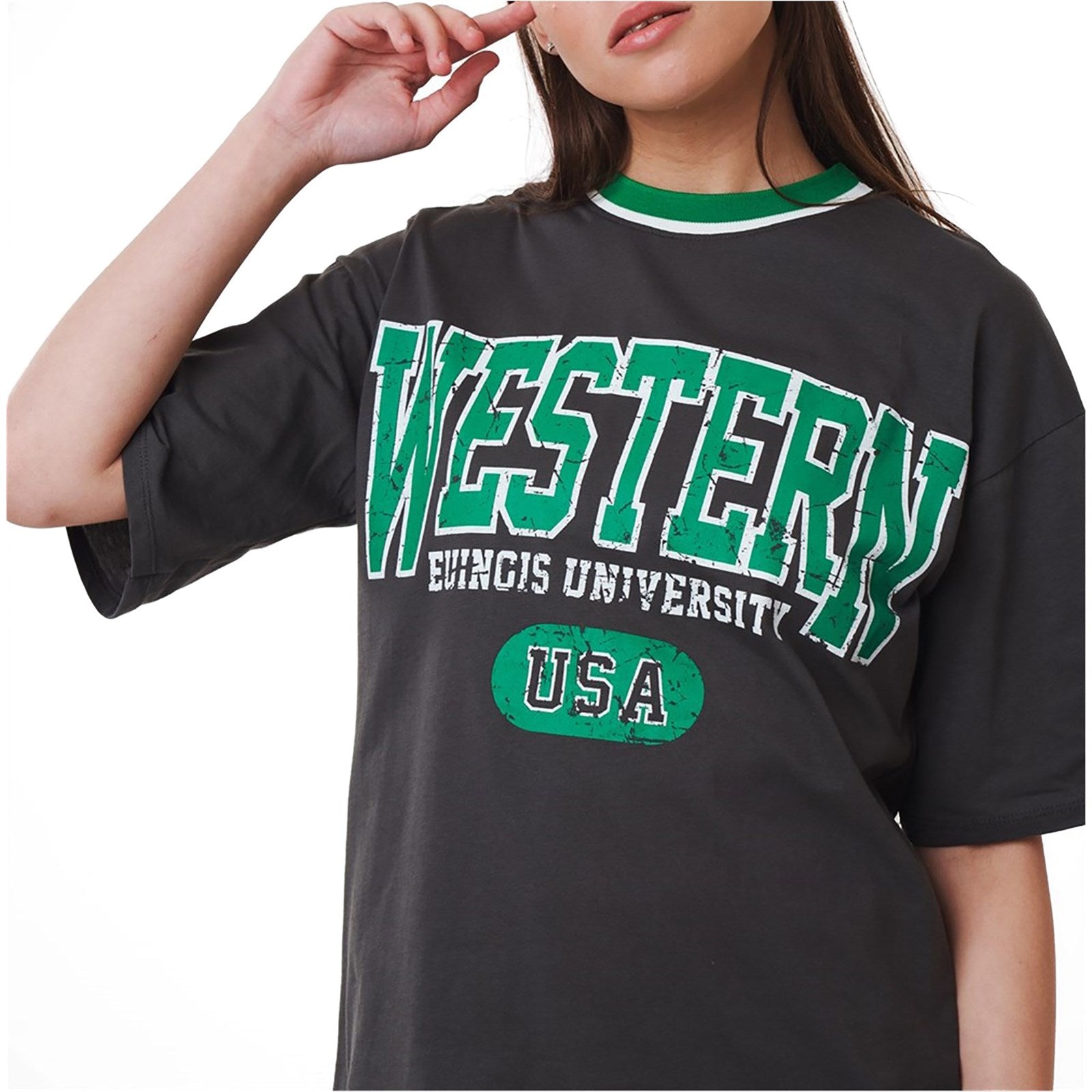 Ambar Women Western Logo Relaxed Fit T-Shirt