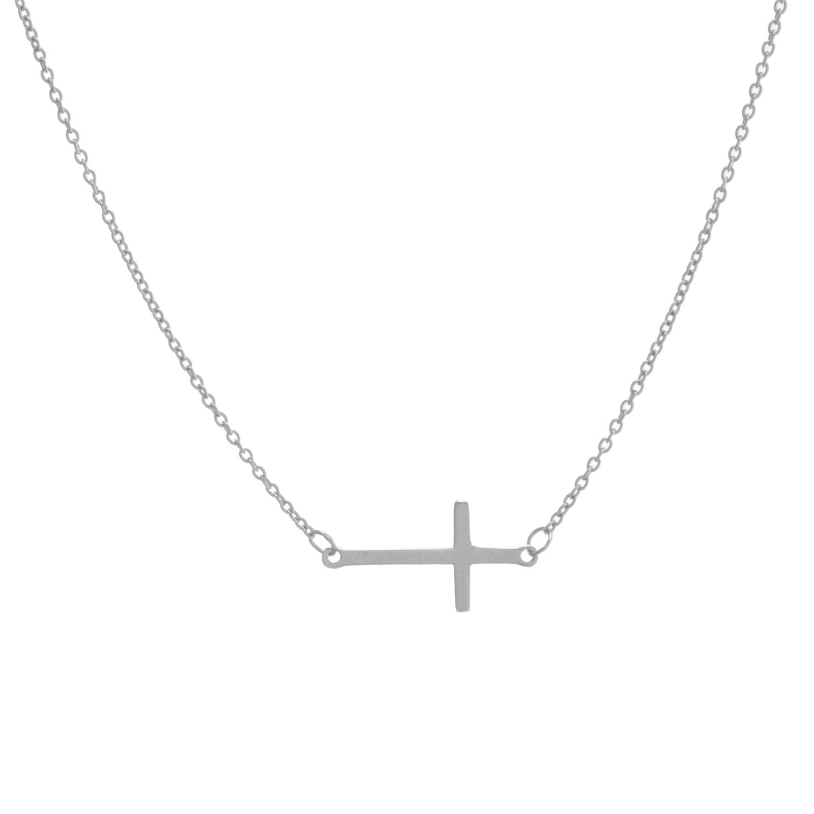 Athra Women 18 Inch Silver Cross Necklace