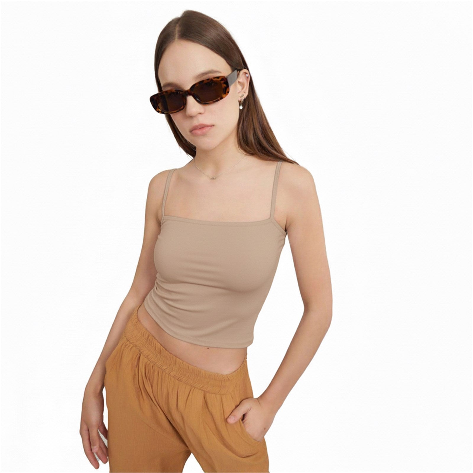 Ambar Women Minimalist Square Neck Slim Fit Cami Top