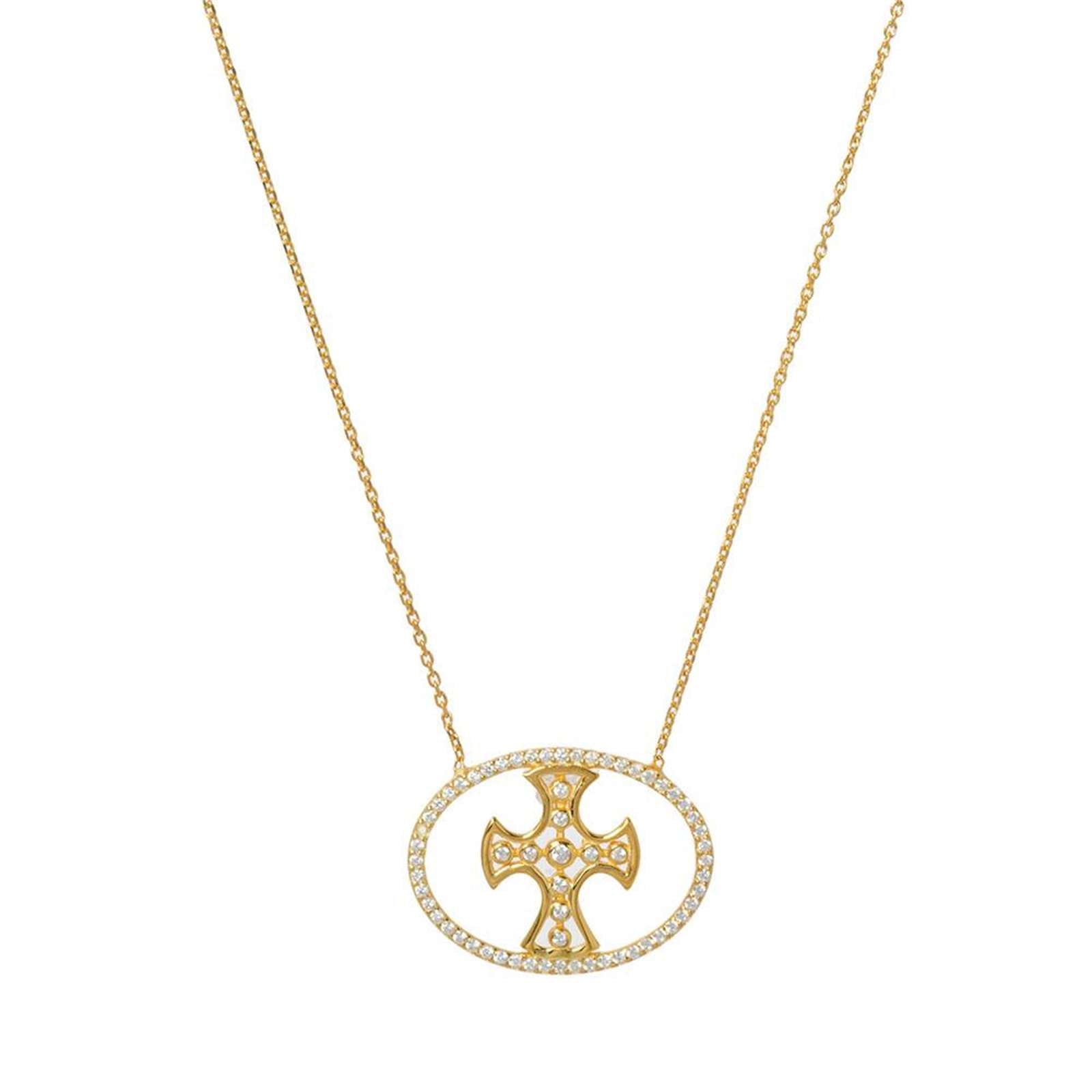 Athra Women Oval Cross Necklace With Extension