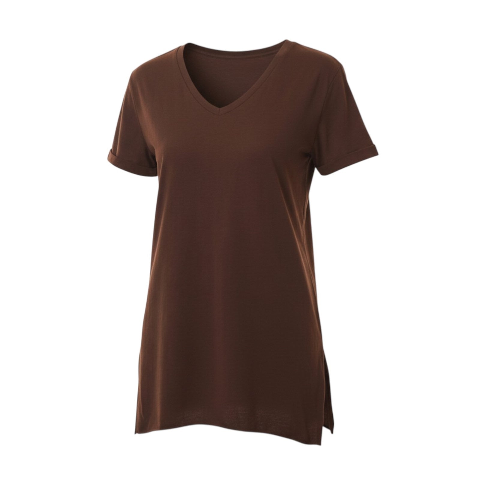 Ambar Women V-Neck Side Slit Cotton Tunic T-Shirt