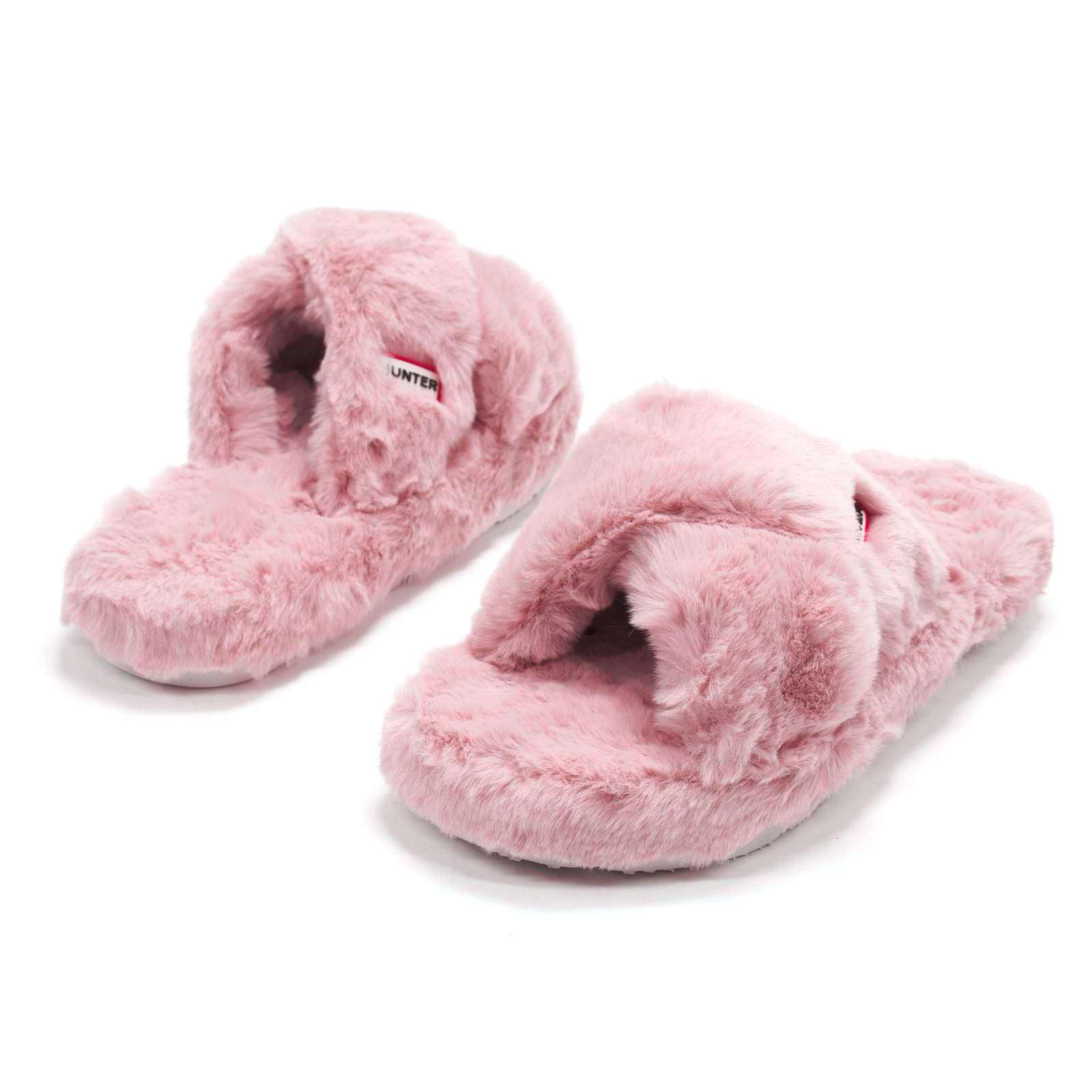 Hunter Women Faux Fur Flatform Crossover Slide