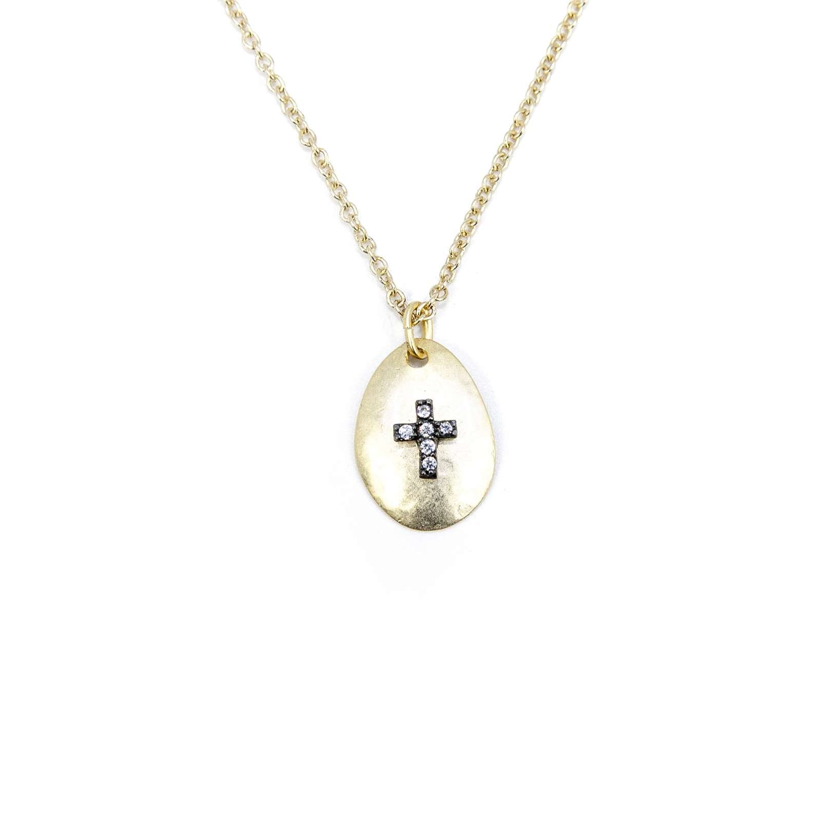 Athra Women Two Tone Cross Textured Necklace With Extension