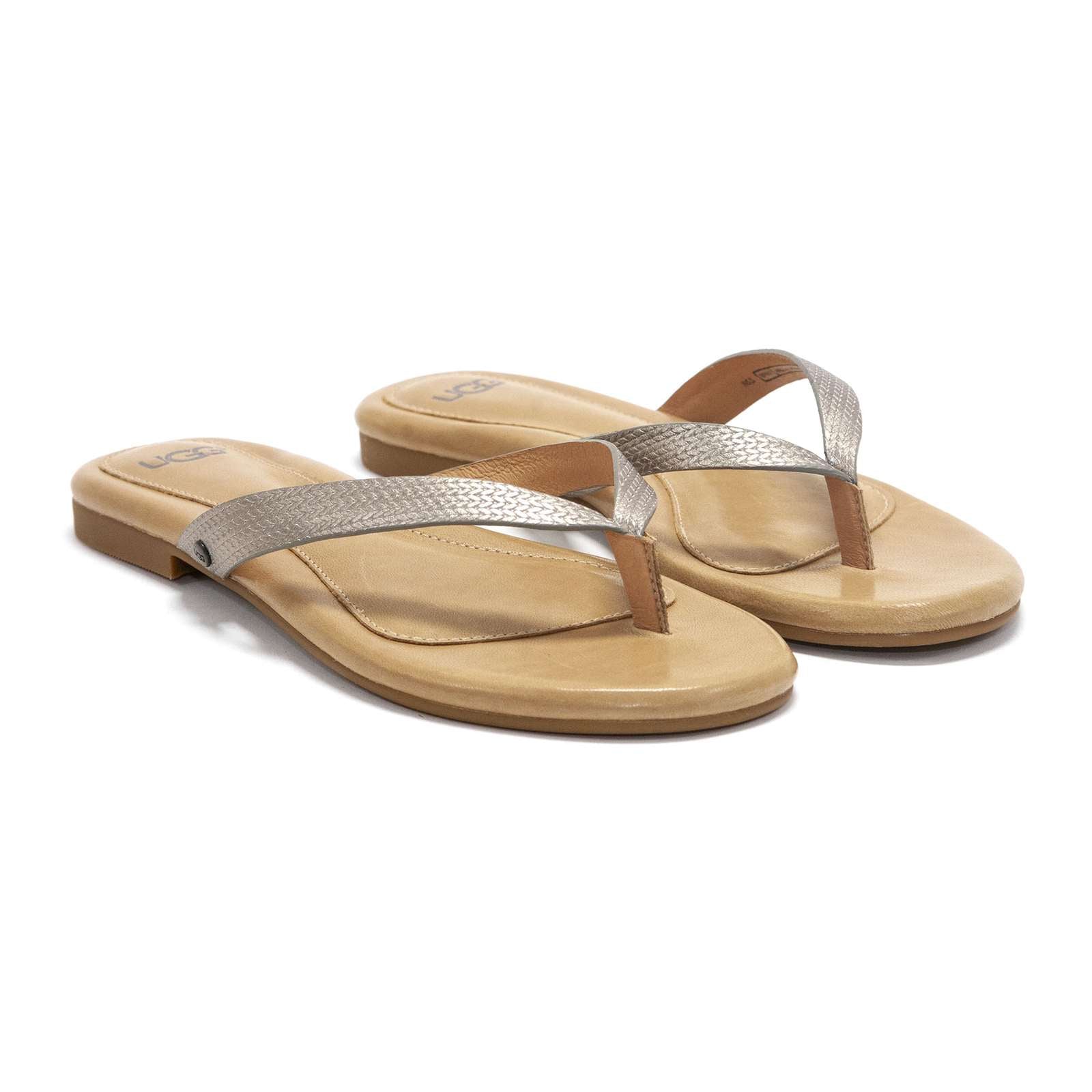 Ugg Women Allaria Ii Metallic Braid Flip Flops