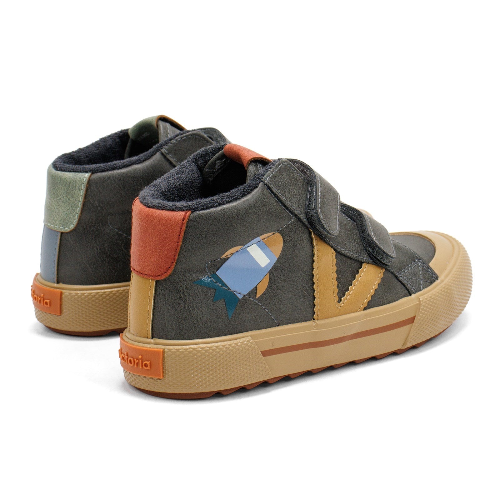 Victoria Boy Tribu Faux Leather Straps And Space Print Sneakers