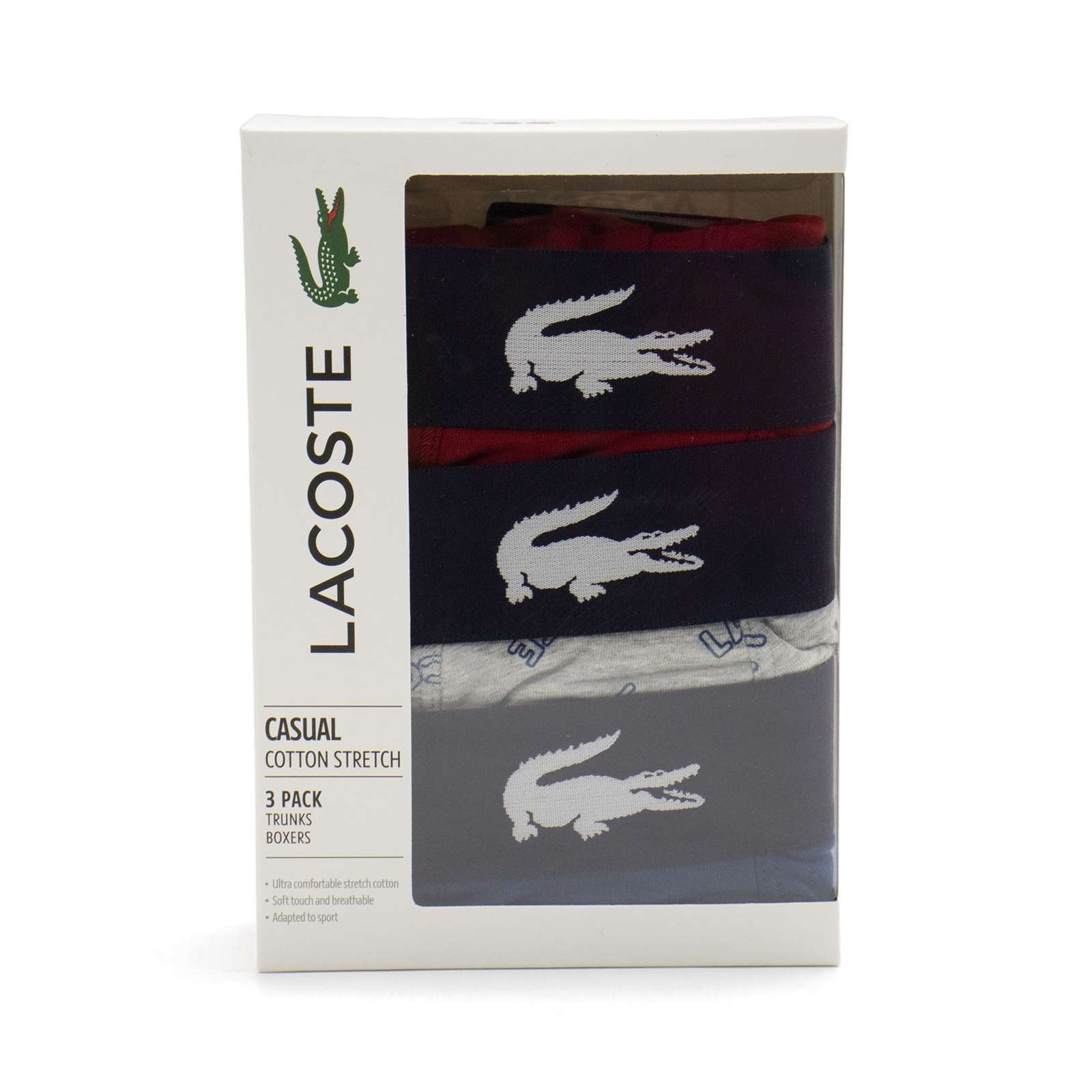 Lacoste Men All Over Print 3-Pack Jersey Trunks