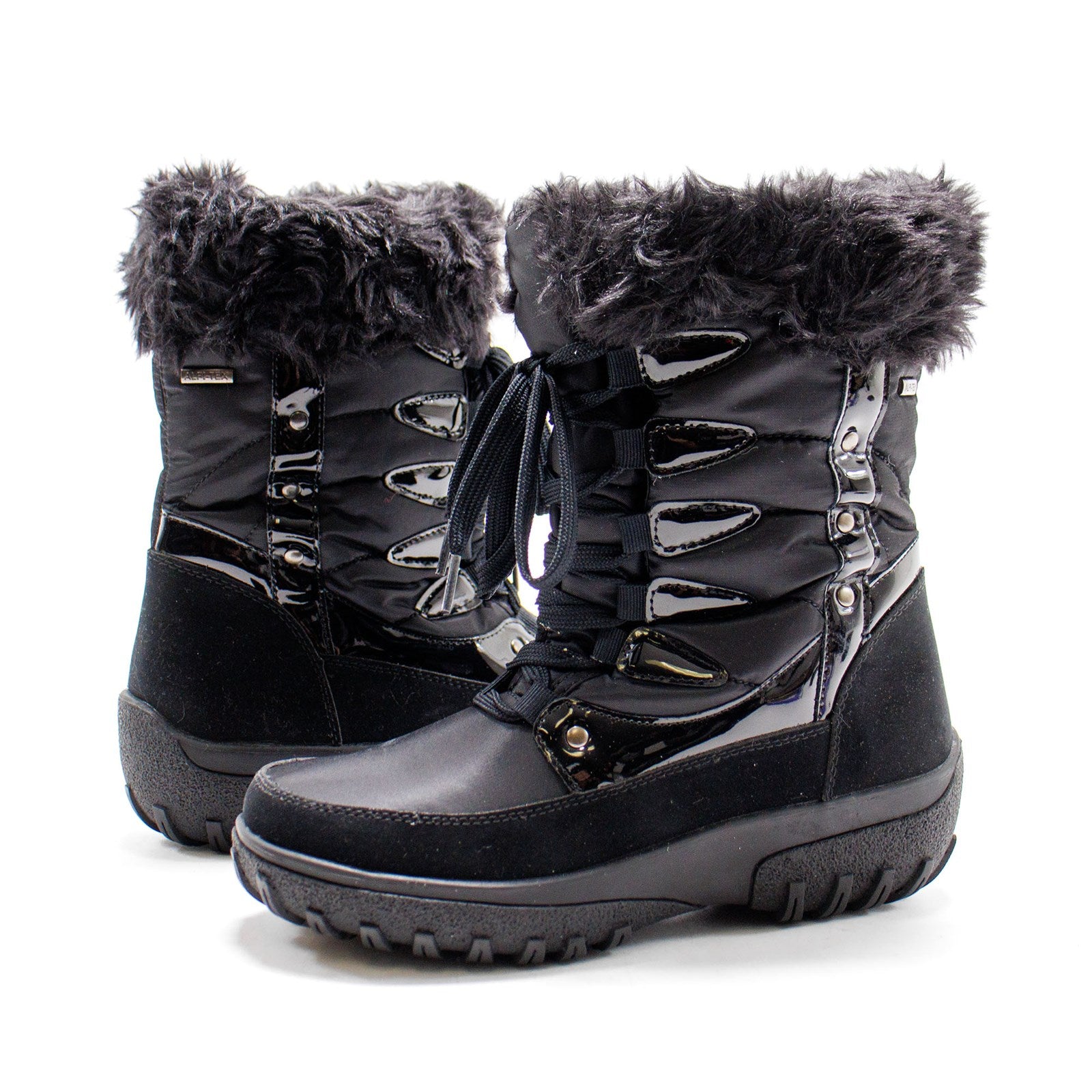 Flexus Women Stormy Lace-Up Faux Fur Collar Winter Boot