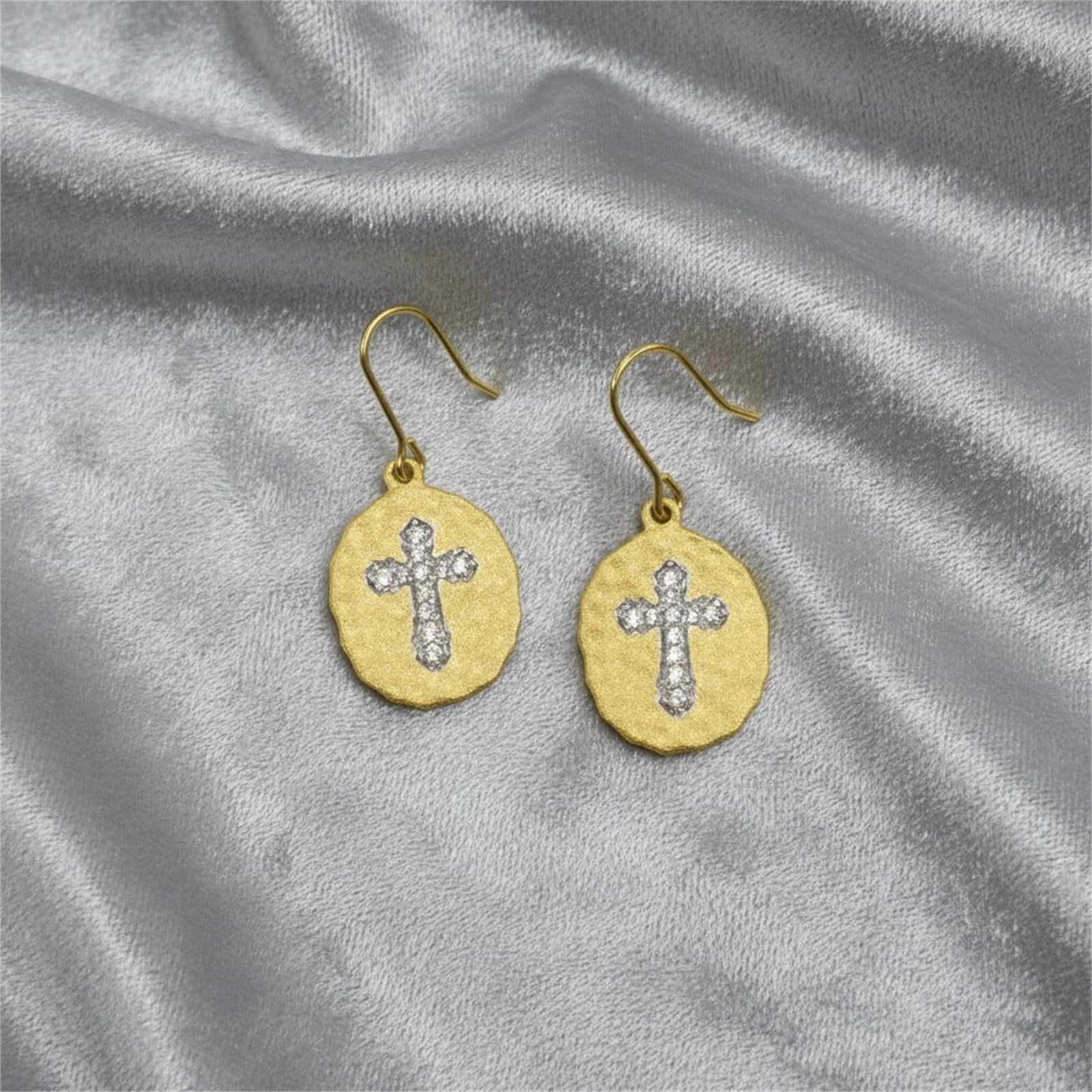 Athra Women Textured Oval Cross Earring