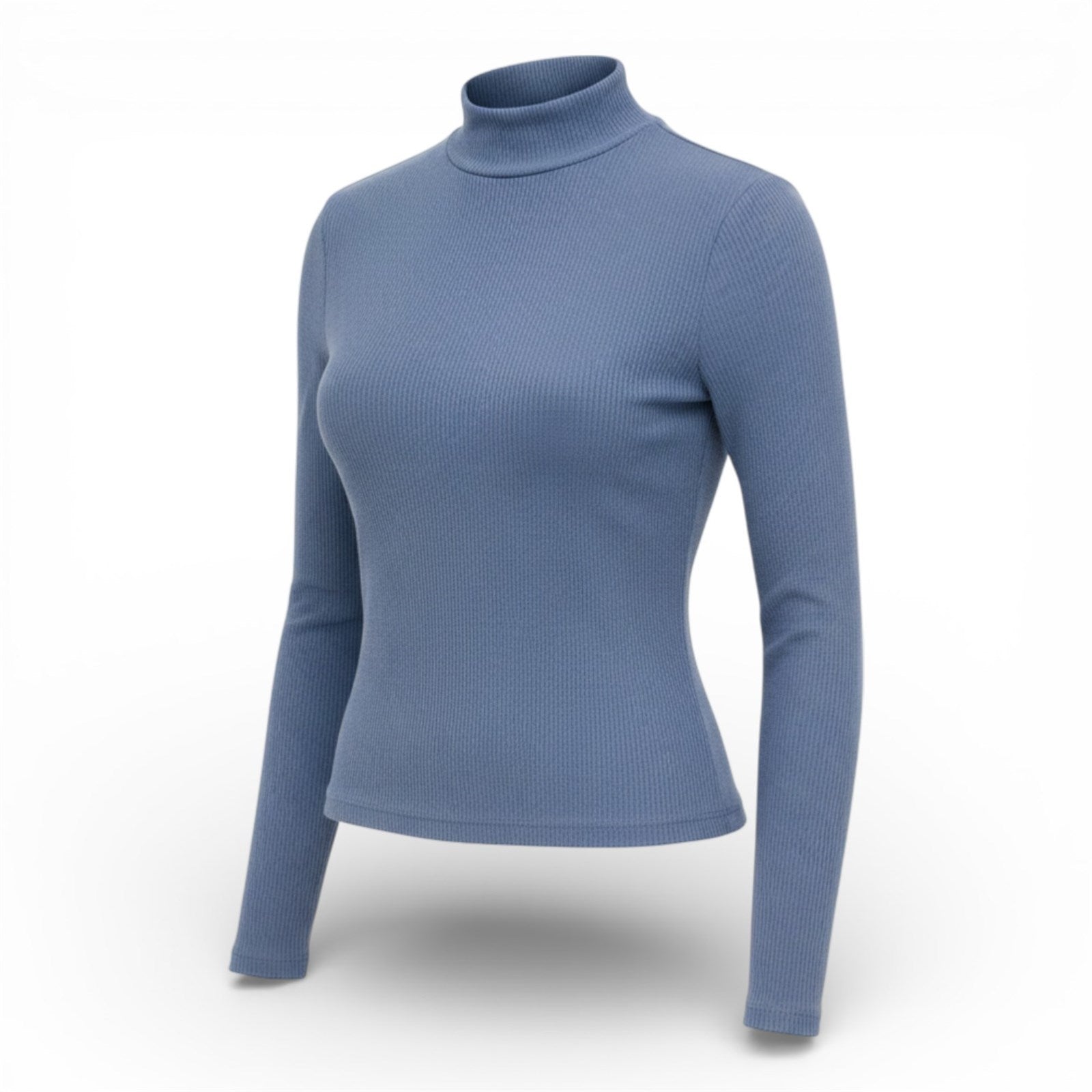 Ambar Women Mock Neck Long Sleeve Cotton Rib Top