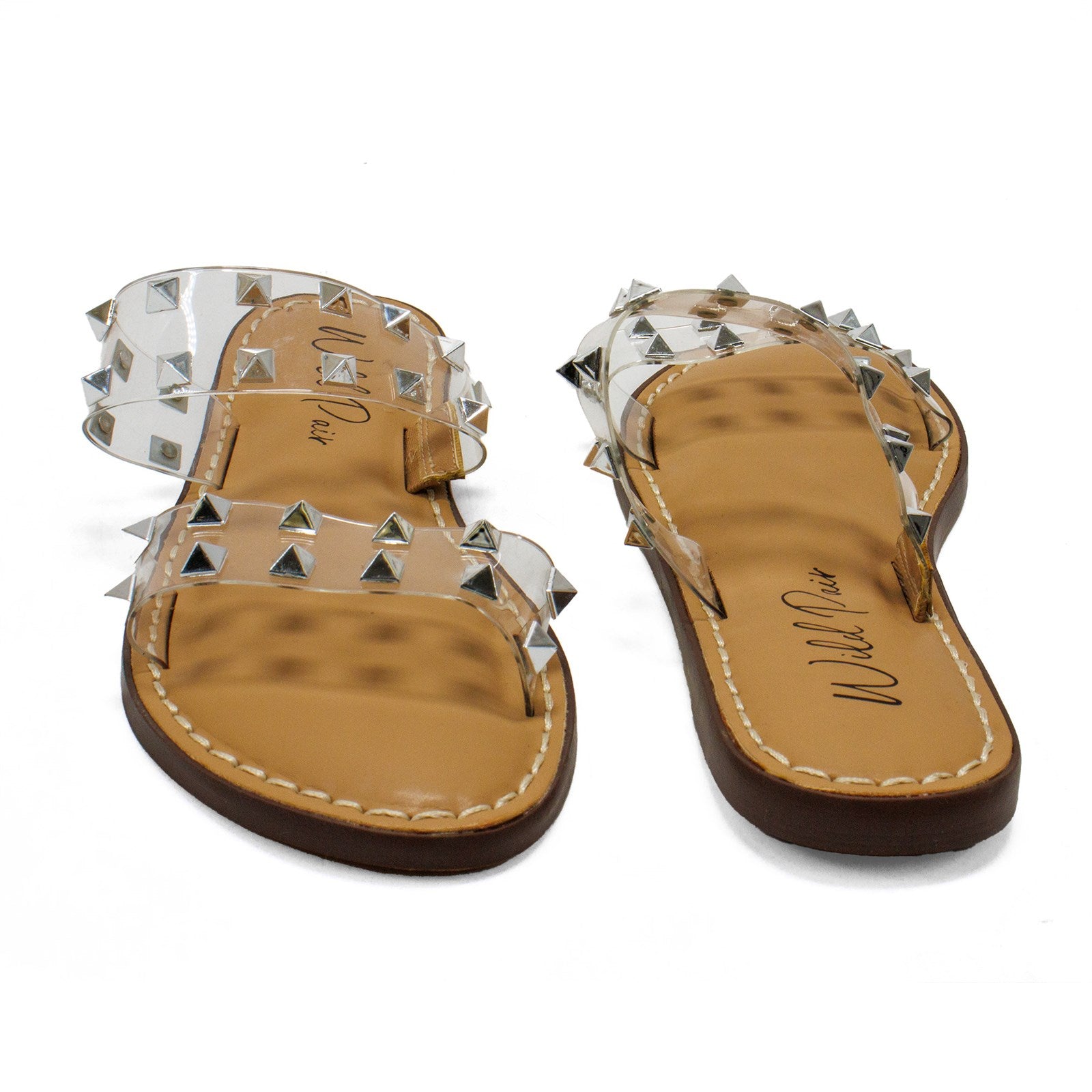 Wild Pair Women Ginniev Studded Double Band Slide Sandal