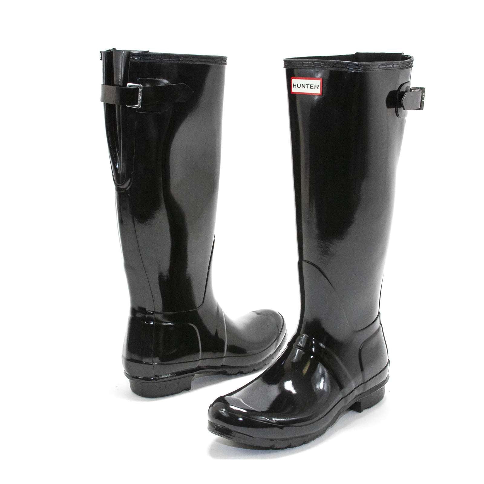 Hunter Women Original Tall Back Adjustable Gloss Rain Boots