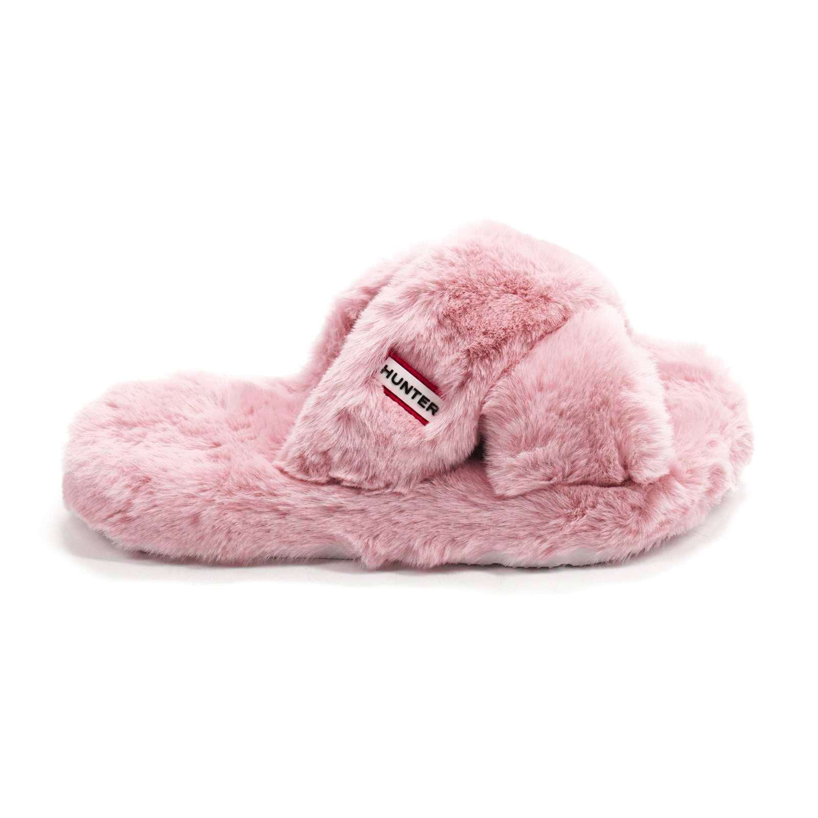 Hunter Women Faux Fur Flatform Crossover Slide