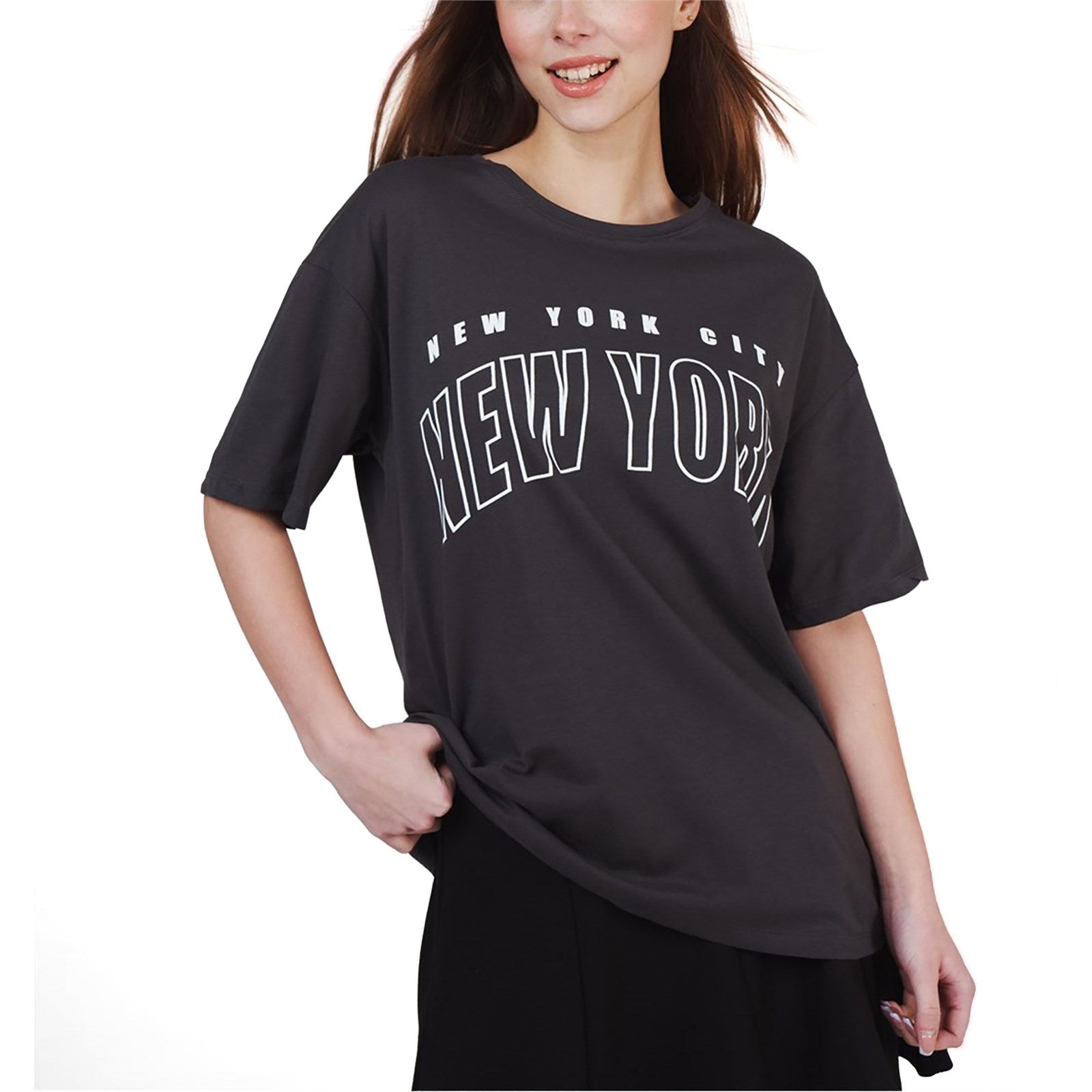 Ambar Women New York City Logo Relaxed Fit T-Shirt