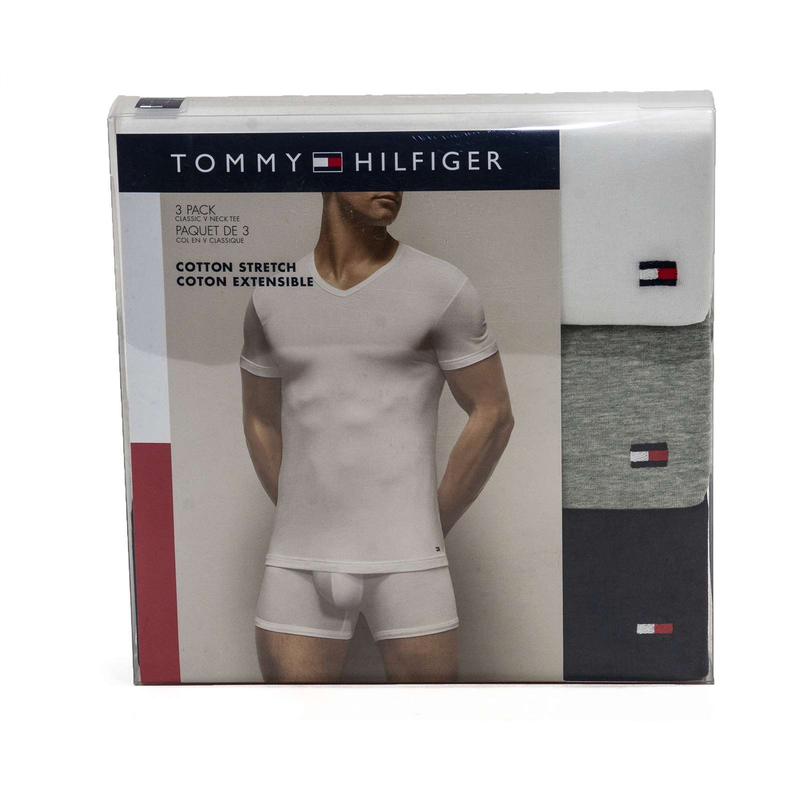 Tommy Hilfiger Men 3 Pack Cotton Stretch Classic V Neck Tee