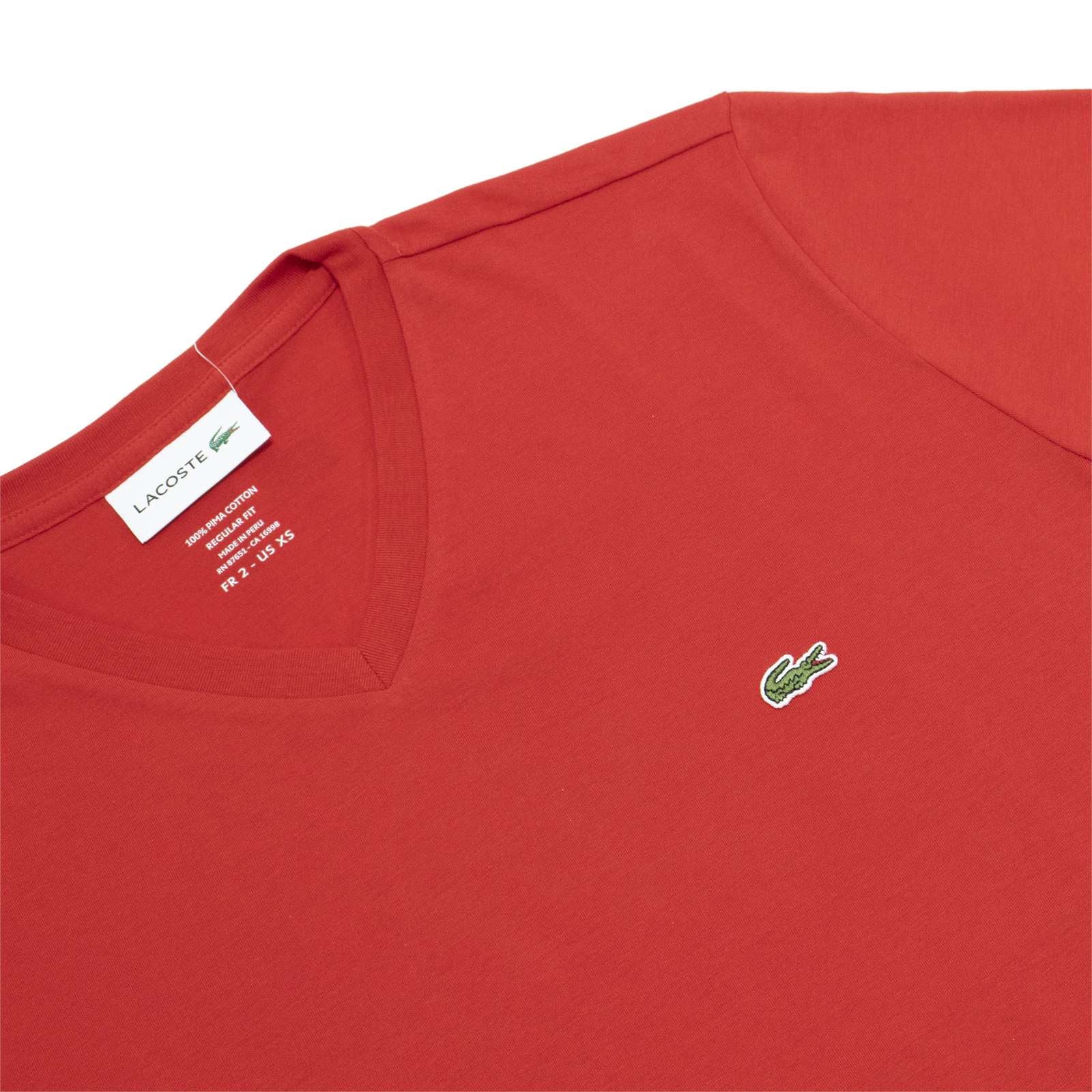 Lacoste Men Standard Short Sleeve Pima V-Neck Tee