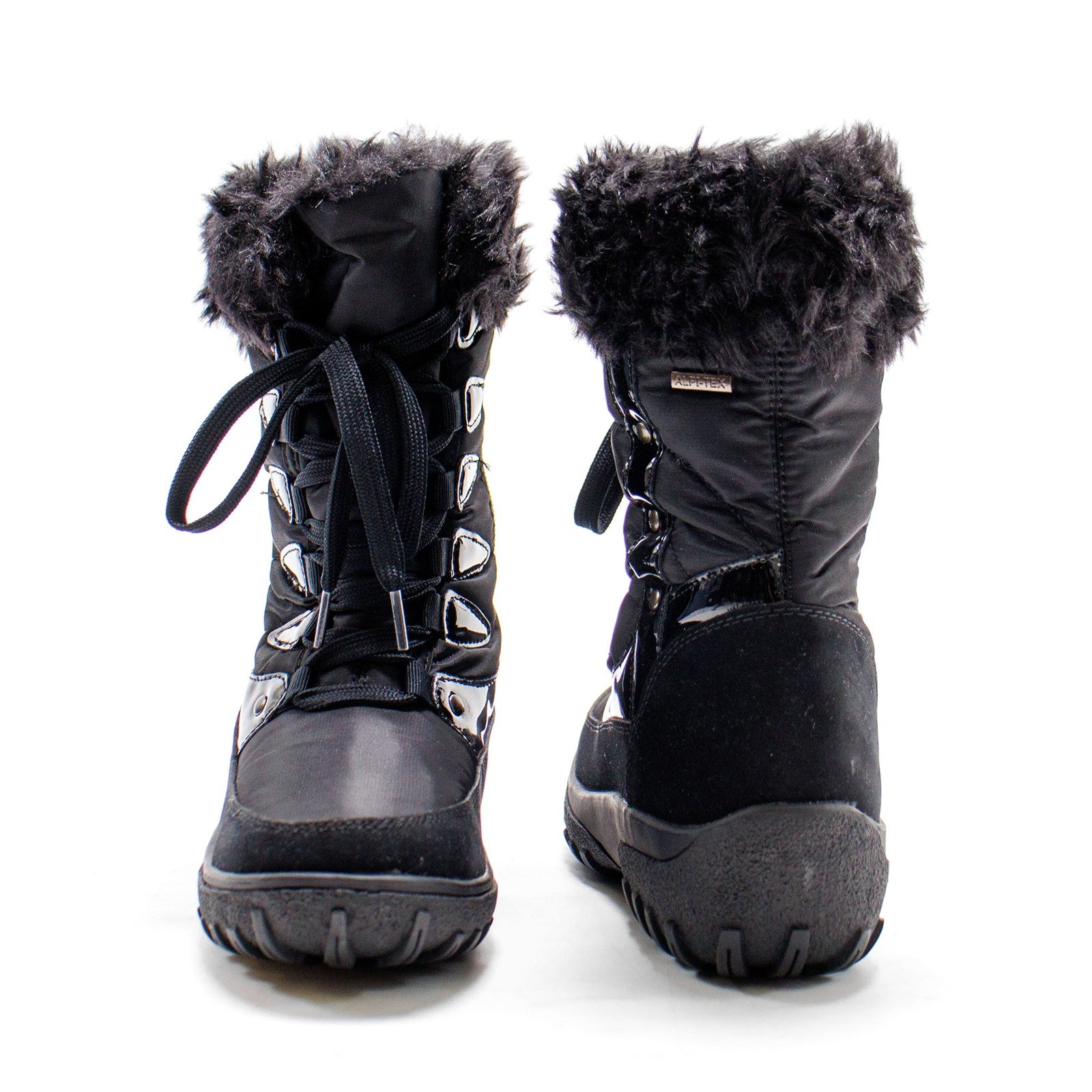 Flexus Women Stormy Lace-Up Faux Fur Collar Winter Boot