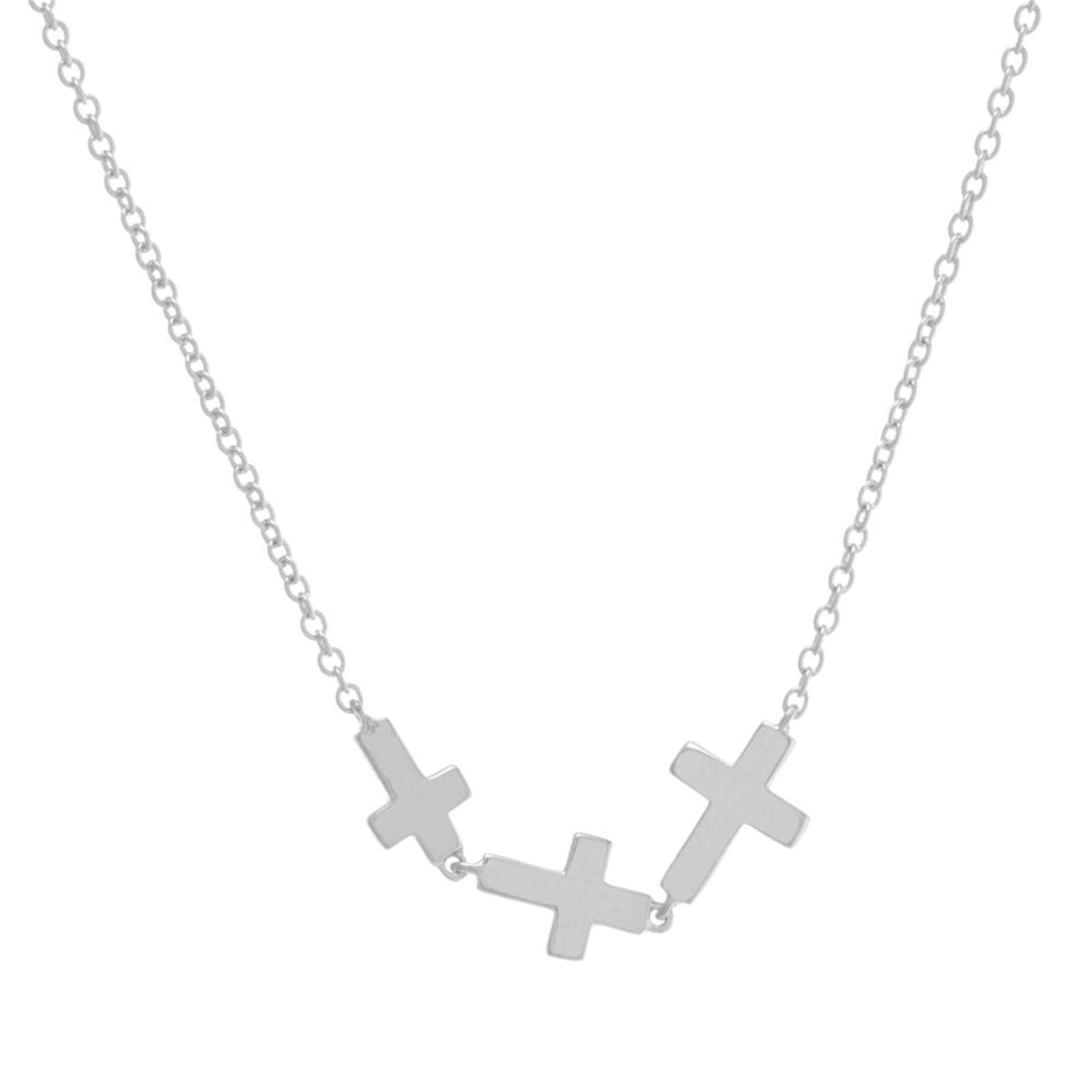 Athra Women Triple Sideways Cross Necklace With Extension
