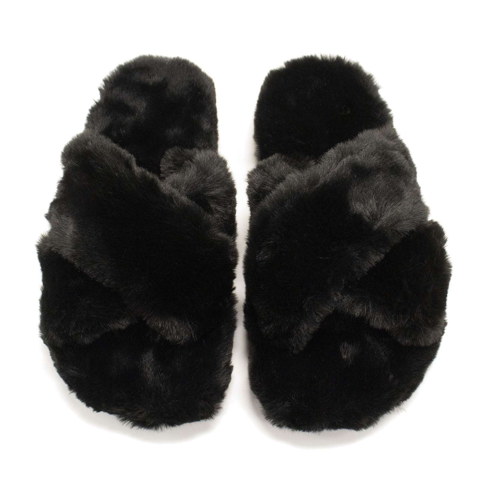 Hunter Women Faux Fur Flatform Crossover Slide