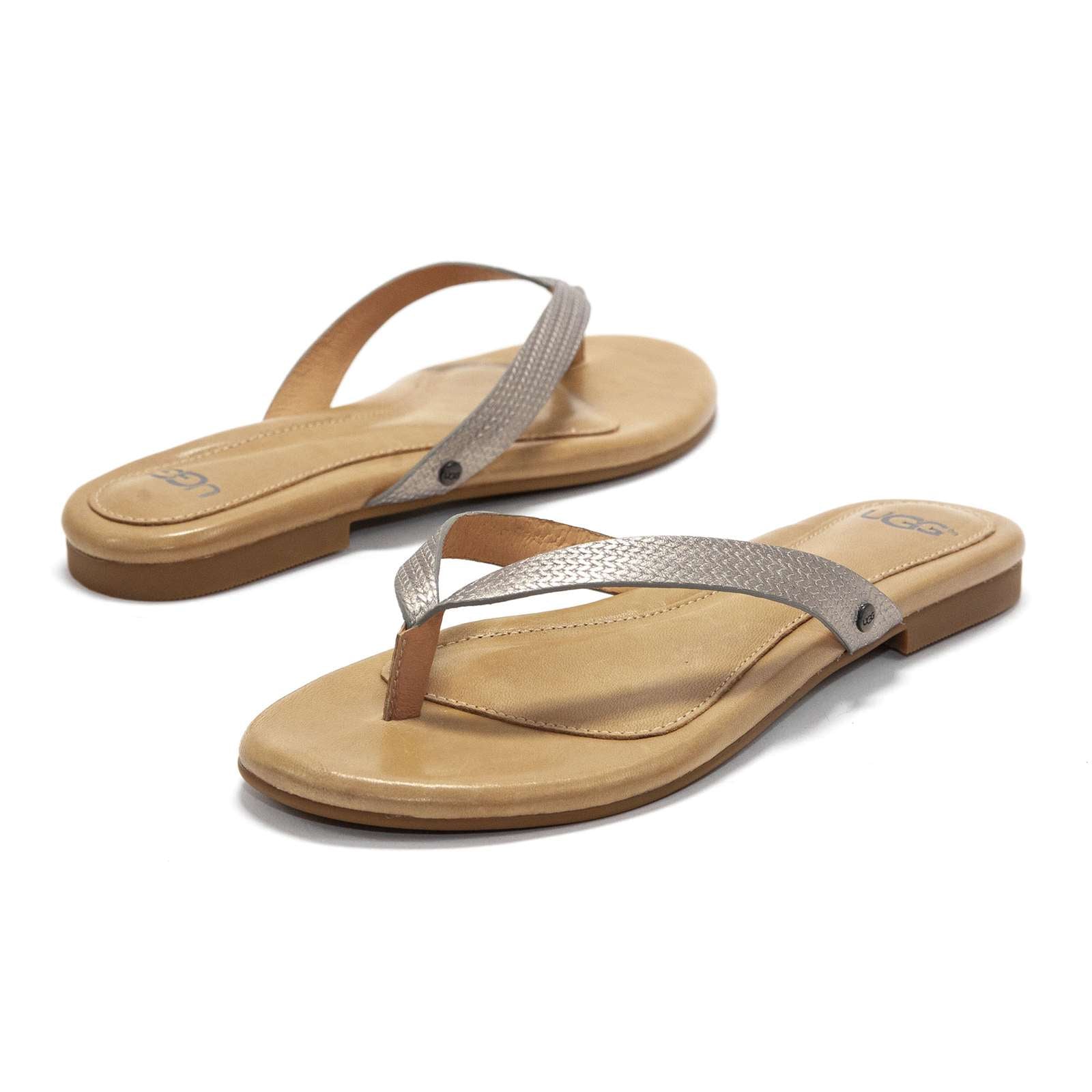 Ugg Women Allaria Ii Metallic Braid Flip Flops