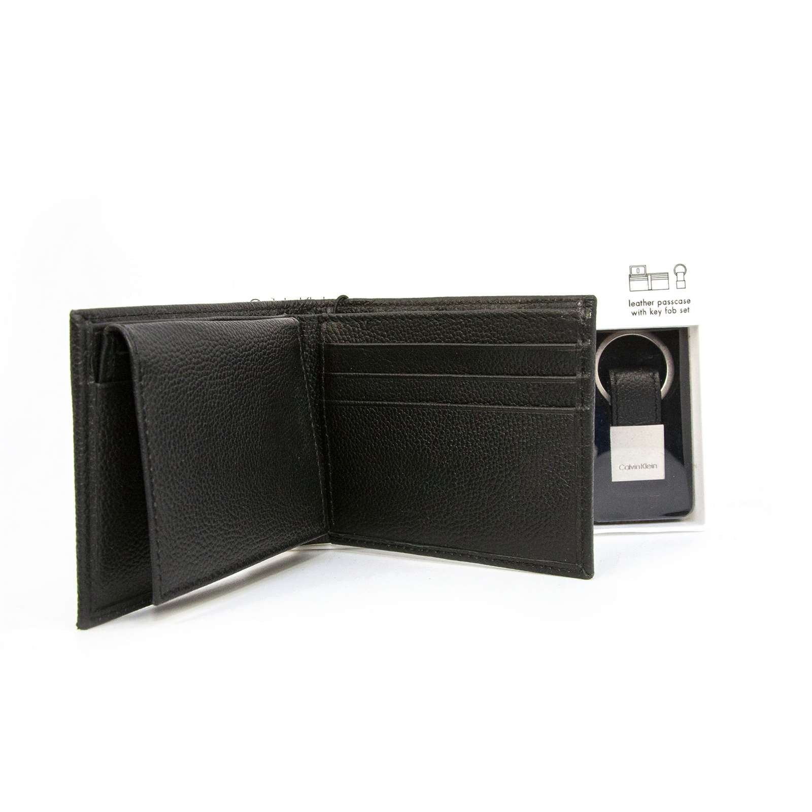 Calvin Klein Men Pebble Passcase Wallet W/Key Fob