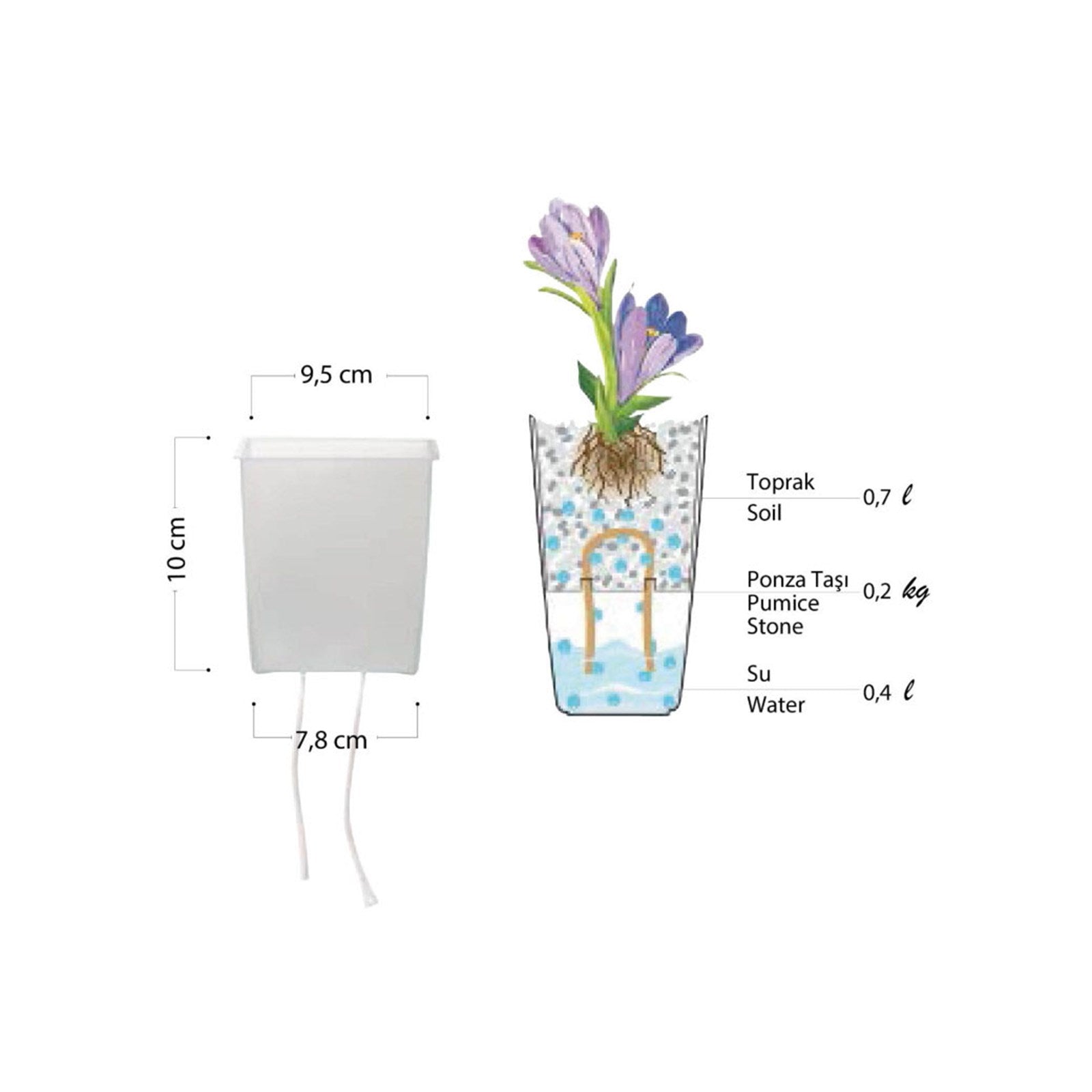 Vasso Kalika Vina Self Watering Pots Antrasit