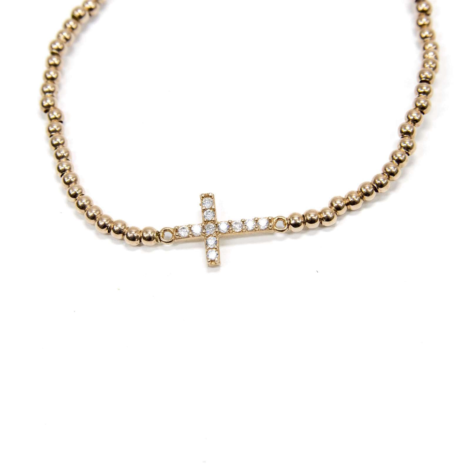 Athra Women Side Cross Beaded Stretch Bracelet