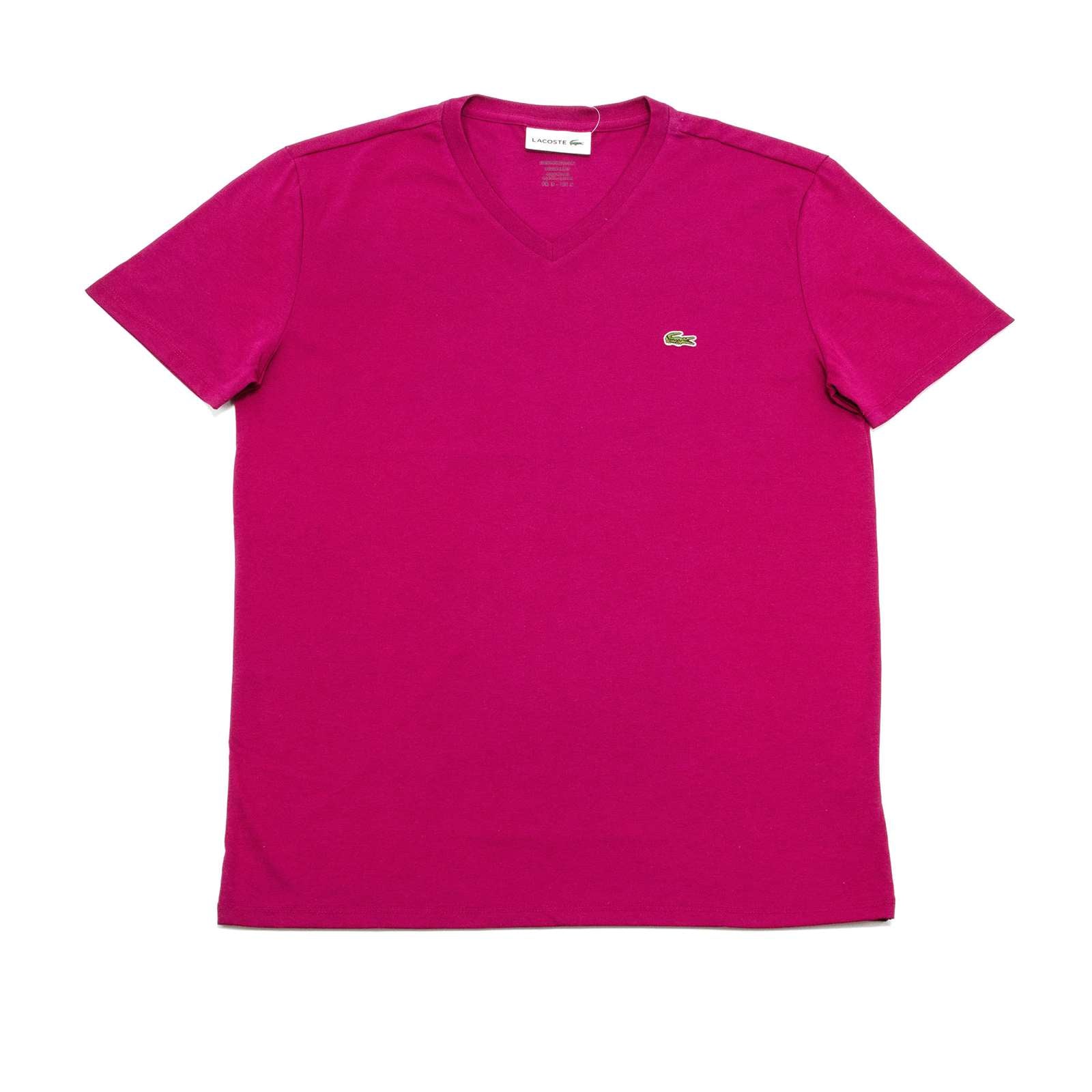 Lacoste Men Standard Short Sleeve Pima V-Neck Tee