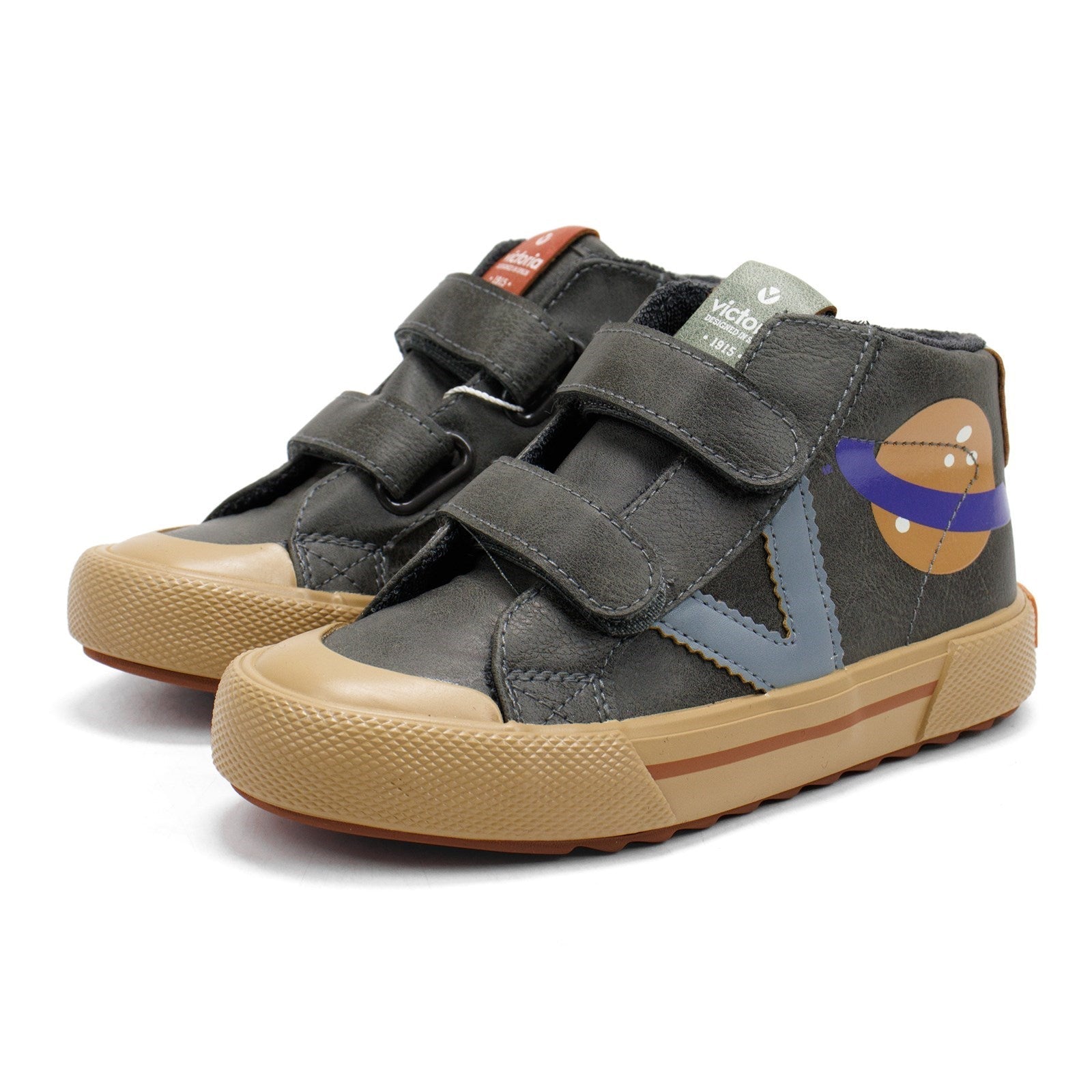 Victoria Boy Tribu Faux Leather Straps And Space Print Sneakers