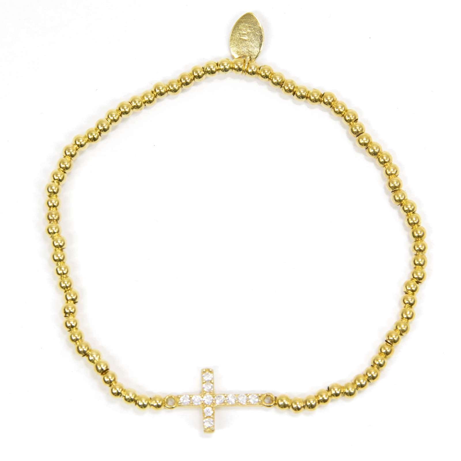 Athra Women Side Cross Beaded Stretch Bracelet