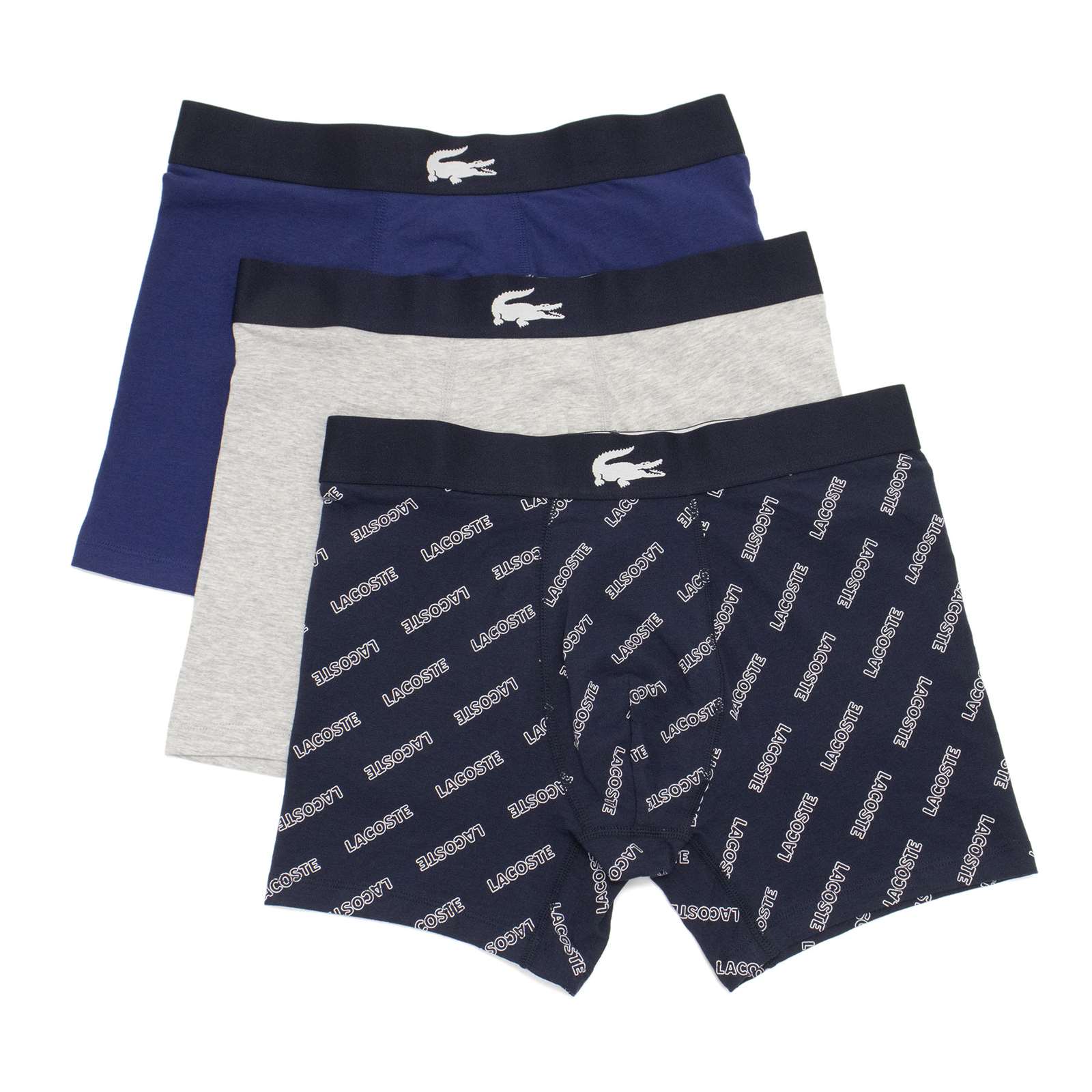 Lacoste Men 3 Pack Cotton Stretch Print Boxer Briefs