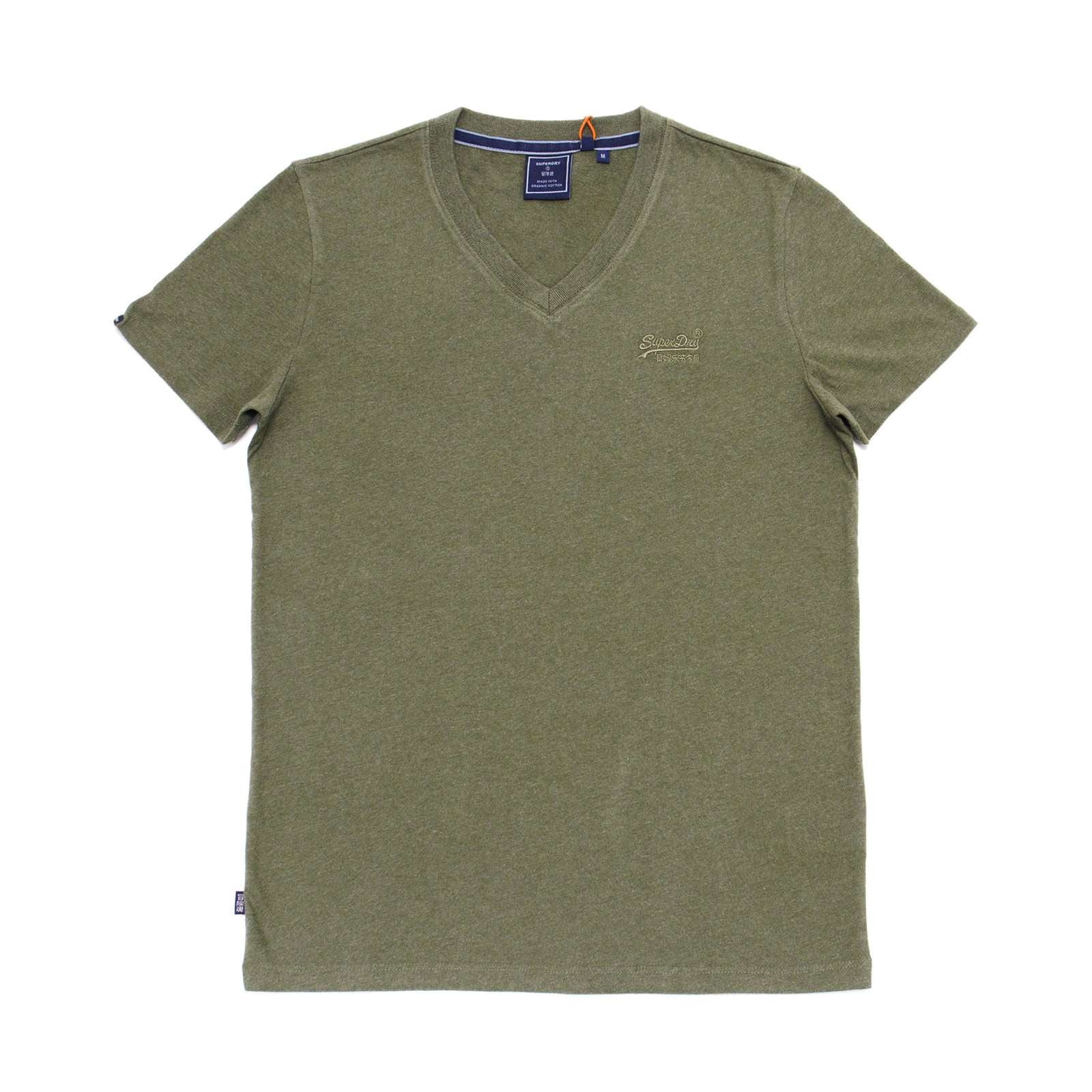 Super Dry Men Organic Cotton Vintage Logo Embroidered V Neck Tee