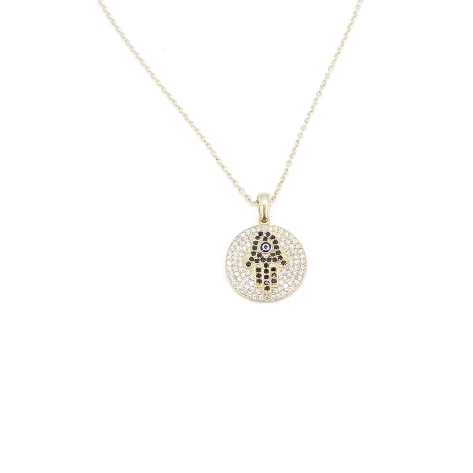 Athra Women Round Hamsa Necklace