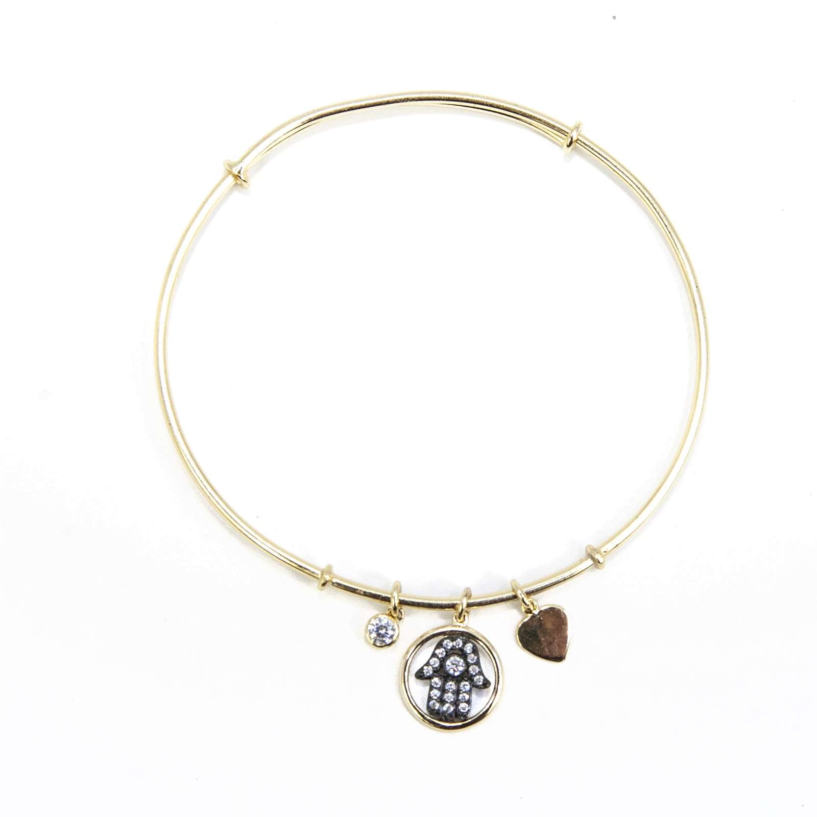 Athra Women Adjustable Hamsa Charm Bangle