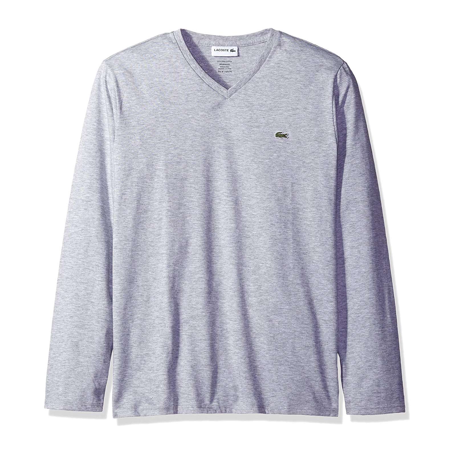 Lacoste Men Long Sleeve Jersey Pima V Neck T-Shirt