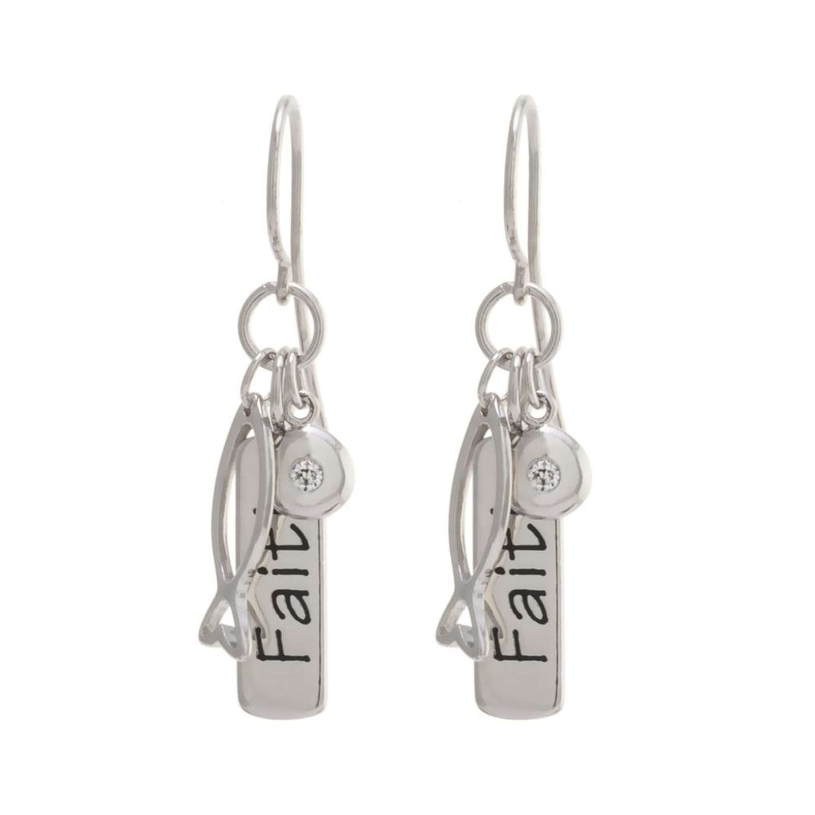 Athra Women Faith Tag Charm Drop Earring