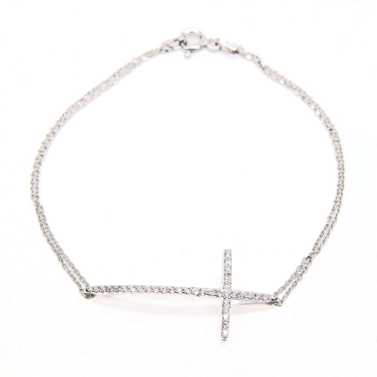 Athra Women Side Cross Double Chain Bracelet