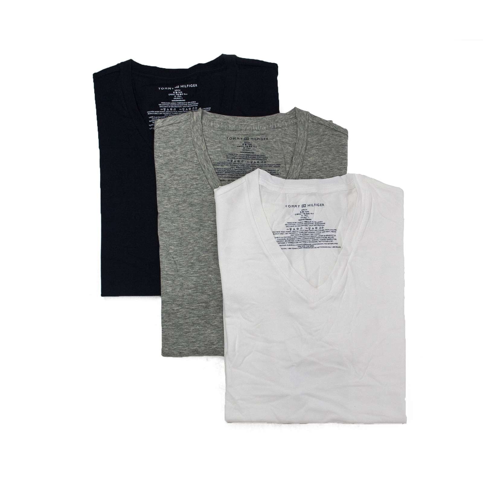 Tommy Hilfiger Men 3 Pack Cotton Stretch Classic V Neck Tee