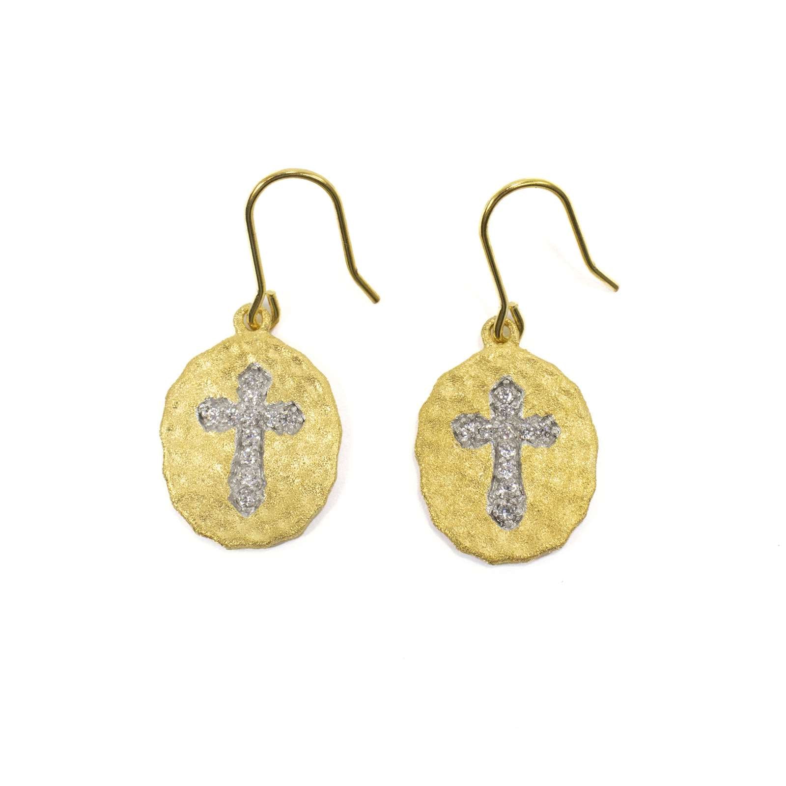 Athra Women Textured Oval Cross Earring