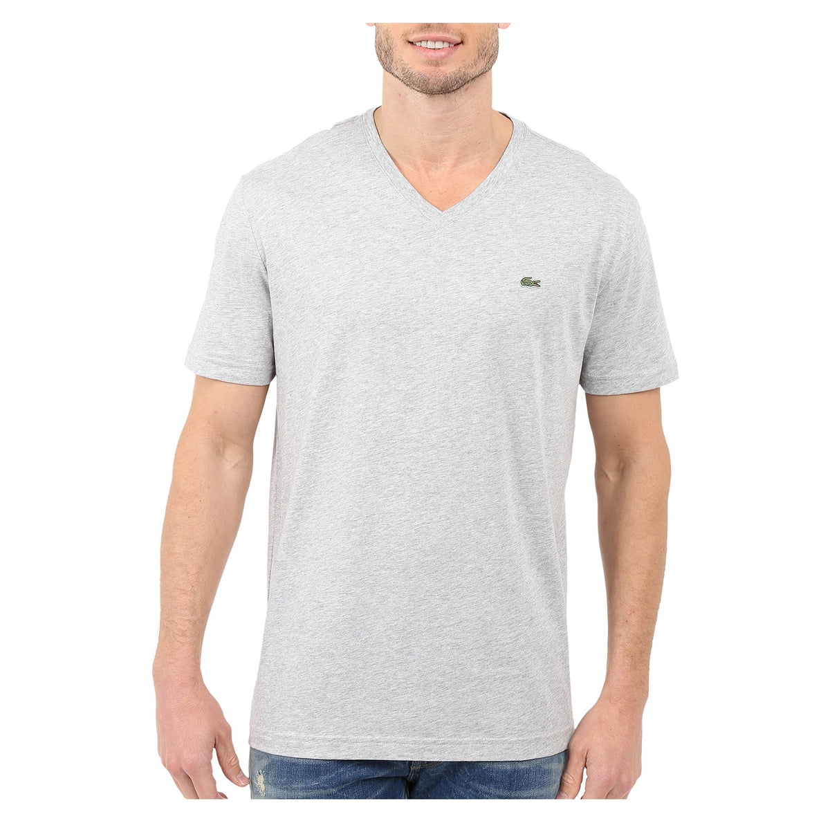 Lacoste Men Standard Short Sleeve Pima V-Neck Tee