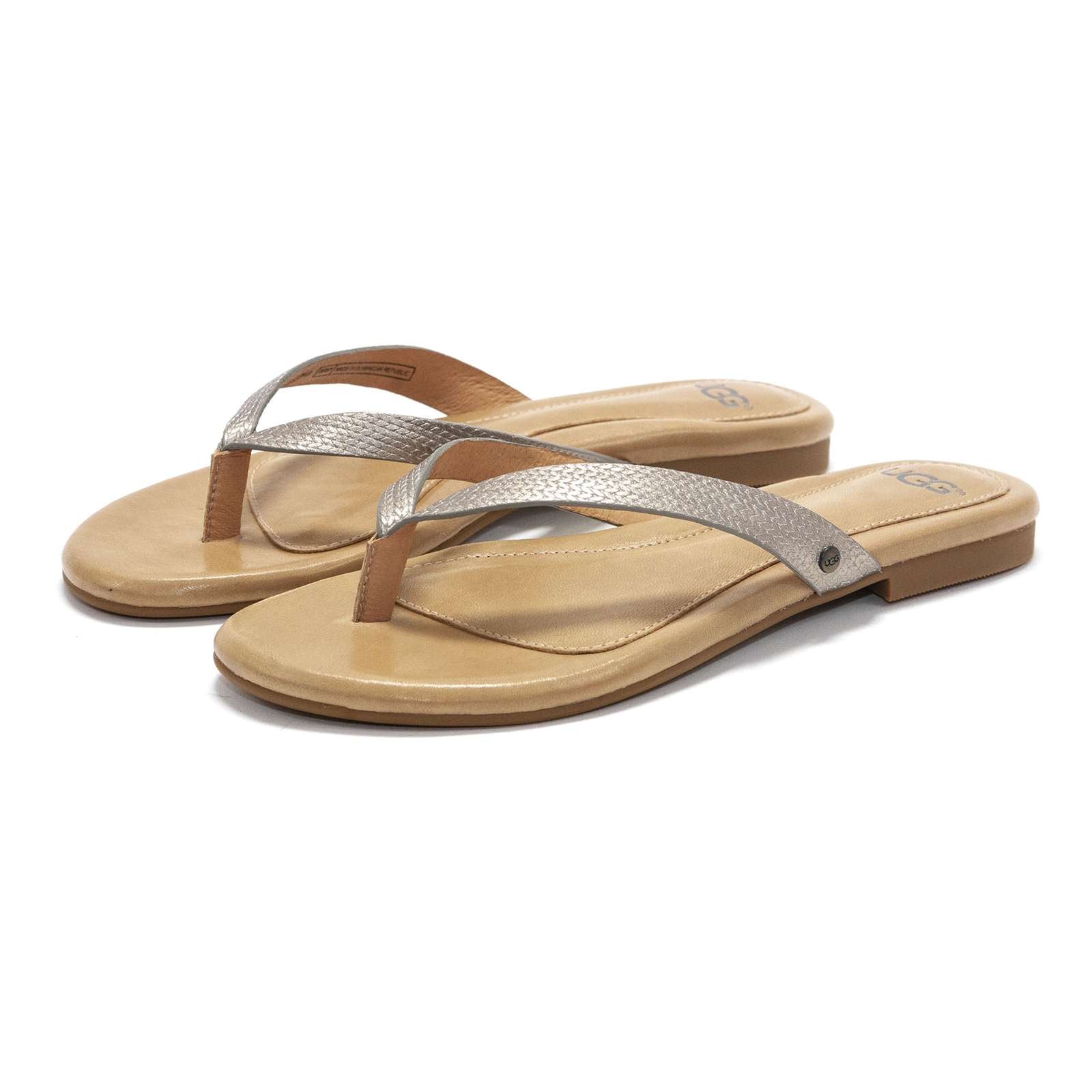 Ugg Women Allaria Ii Metallic Braid Flip Flops